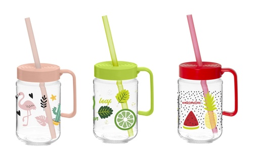 370cc Decorated Mug-Lemon-Watermelon-Hello Summer-Double Colour Straw