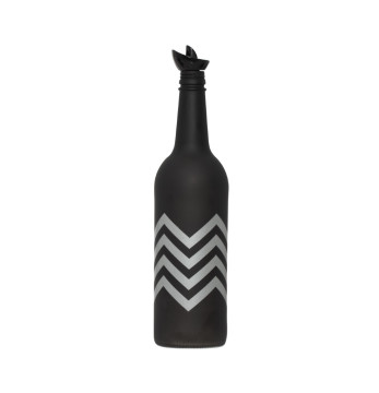 750 cc Coloured New Oil Bottle - Mat Black Platinum  Zigzag
