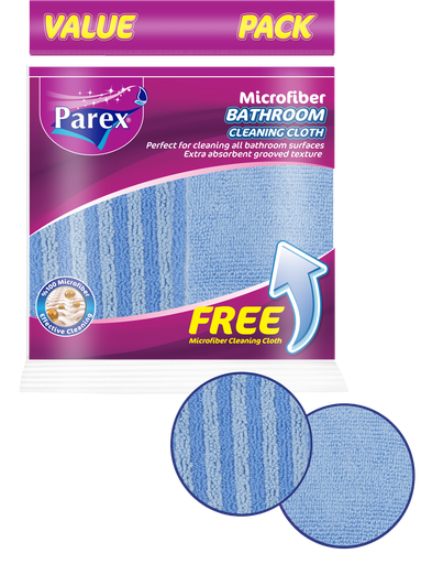 PAREX MICROFIBER BATHROOM CLEANING CLOTH + 1 FREE MICROFIBER CLOTH