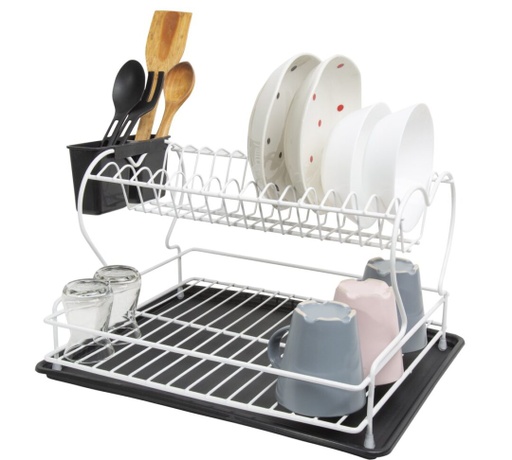 DISH DRAINER TWO TIER CUTLERY HOLDER BLACK 