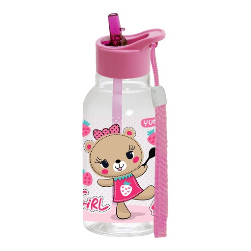 460 cc Decorated Bottle With Straw & Rope-Bear(Yummy)