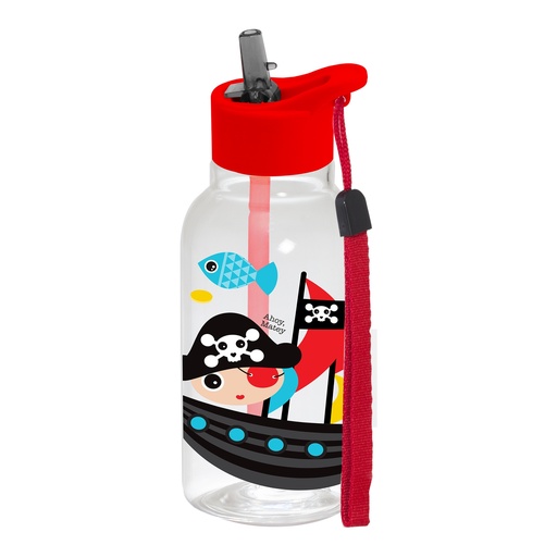 460 cc Decorated Bottle With Straw & Rope-Pirate