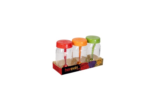 370 cc Spice Jar Set With Spoon-3Pcs SCT-Mix
