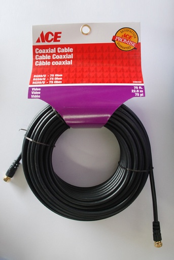 RG59 COAX CABLE 75FT (228.60CM) BLACK ACE
