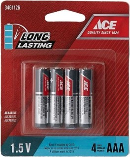 Alkaline Battery Aaa Carded 4 Pack Ace
