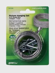 Hillman AnchorWire Steel-Plated Conventional Picture Hanging Set 50 lb. 2 pk