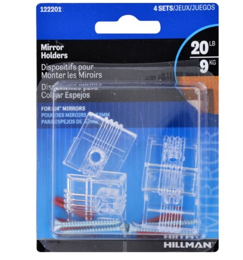 Hillman AnchorWire Plastic Coated Heavy Duty Mirror Holder Kit 4 lb. 4 pk Plastic