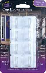 Magic Mounts Self Stick Metal Picture/Cup Hook 1 lb. Adhesive 8 pk