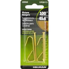 Hillman AnchorWire Brass-Plated Gold Conventional Picture Hanger 100 lb. 2 pk