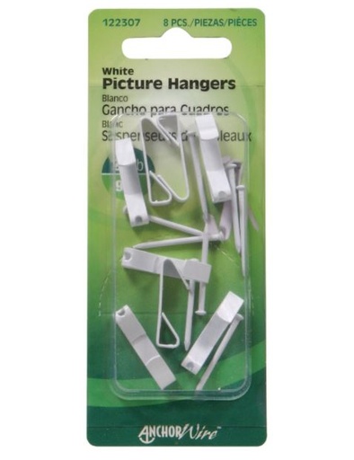 Hillman AnchorWire Steel-Plated White Standard Picture Hanger 20 lb. 8 pk