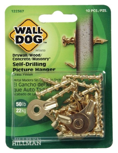 Walldog & Hook Lg Brass