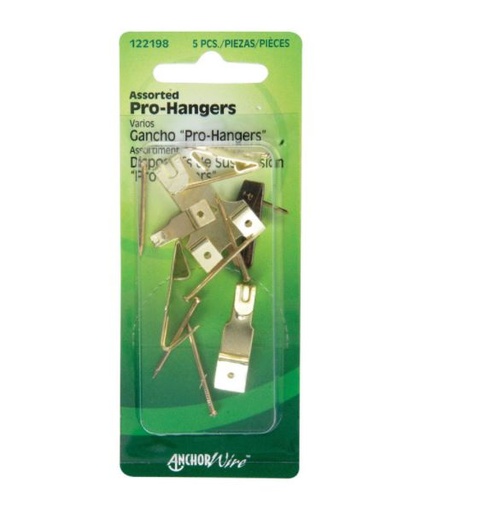 Hillman AnchorWire Brass-Plated Gold Assorted Picture Hanger 40 lb. 5 pk