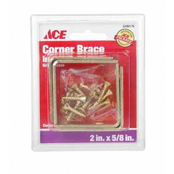 Inside L Corner Brace 2In X 5-8In (5.08Cm X 1.59Cm), Bright Brass Ace