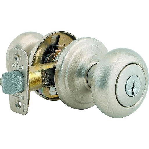 Kwikset SmartKey Juno Satin Nickel Entry Lockset ANSI/BHMA Grade 2 KW1 1-3/4 in