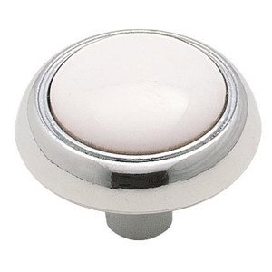 KNOB 1.25"CHROME W/INSRT