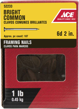 Ace 6D 2 in. Common Bright Steel Nail Round 1 lb.