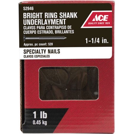 Ace 3D 1-1/4 in. Underlayment Bright Steel Nail Round 1 lb.
