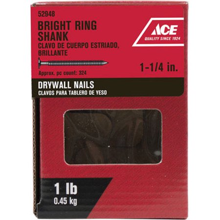 Ace 1-1/4 in. Drywall Bright Steel Nail Flat 1 lb.