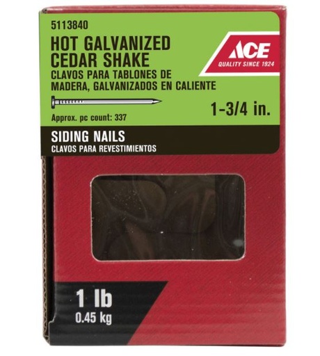 Ace 1-3/4 in. Siding Hot-Dipped Galvanized Steel Nail Flat 1 lb.