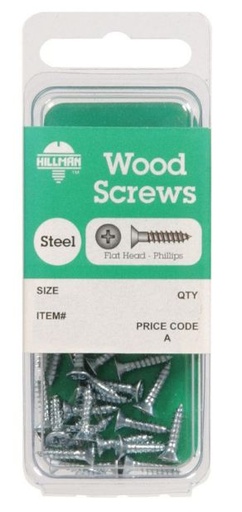 Hillman No. 6 x 1/2 in. L Phillips Zinc-Plated Wood Screws 30 pk