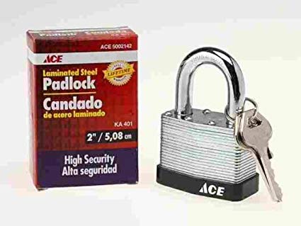 Padlock 2 3-8In (60Mm) 2 Pack Solid Steel Ace