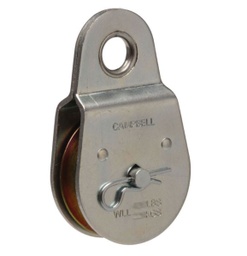Campbell Chain 2 in. Dia. Zinc Plated Steel Fixed Eye Single Sheave Rigid Eye Pulley