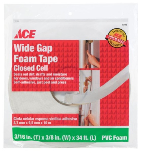 Ace White Vinyl Foam For Doors and Windows 34 ft. L x 3/16 in.  Cancel