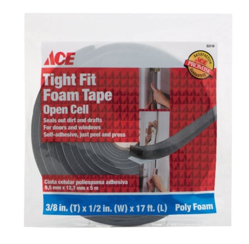 Ace Gray Open Cell Poly Foam For Doors and Windows 17 ft. L x 1/2 in.Cancel