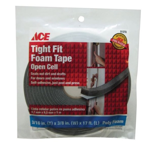 Ace Gray Open Cell Poly Foam For Doors and Windows 17 ft. L x 3/8 in. Cancel