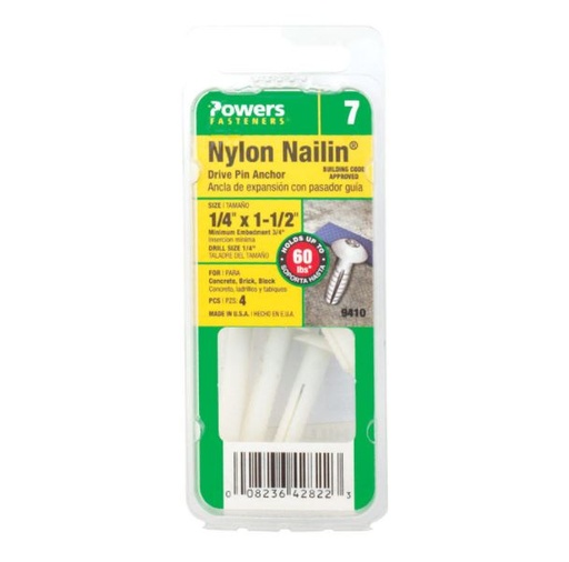 Hillman 1/4 in. Dia. x 1-1/2 in. L Nylon Truss Head Truss Head Anchor 4 pk