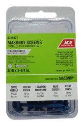 Ace 3/16 in. x 2-1/4 in. L Phillips Flat Head Masonry Screws 20 pk