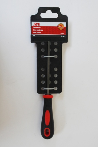 Square File 4In (10.2Cm) Bastard Double Cut Pp+Tpr Grip Ace.