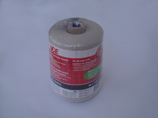 Ace Twine Parcel Post Twisted Cotton No. 6 X 1750M (5740Ft), Light Load Natural