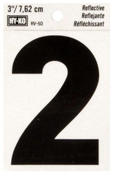 Reflective 2 House Number 3In (7.6Cm) Vinyl W