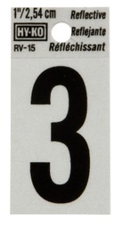 Reflective 3 House Number 3In (7.6Cm) Vinyl W
