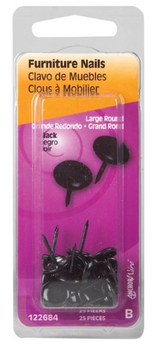 Hillman Large Brass-Plated Black Brass Furniture Nails 25 pk