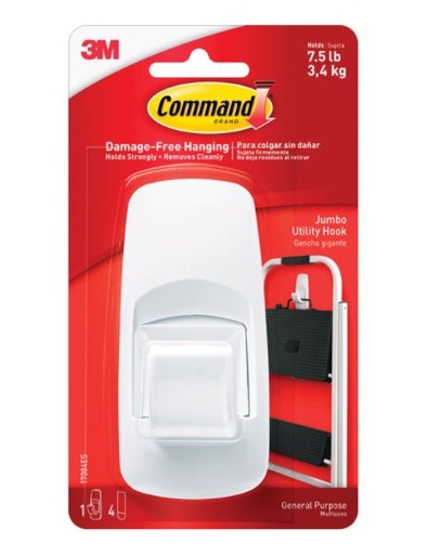 3M Command Jumbo Plastic Hook 4-1/4 in. L 1 pk.