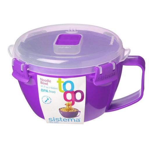 Noodle Bowl To Go With Clip (32Oz) Bpa Free Sistema