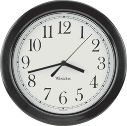 Wall Clock Round Black 21.6Cm (8.5In) Plastic Battery Westclox