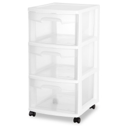 Cart 3 Drawr Clear-Wht