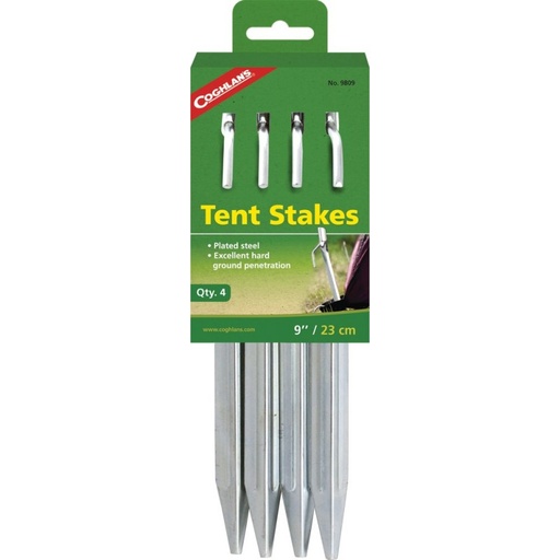 Tent Stakes 9" Steel 4Pk