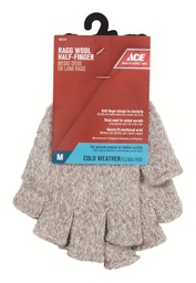 Ace Medium Wool Cold Weather Gray Half Finger Glove