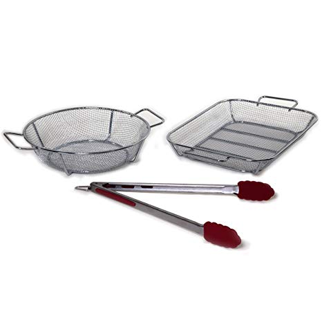 Grill Mark 3 Stainless Steel Silver Grill Basket Set.