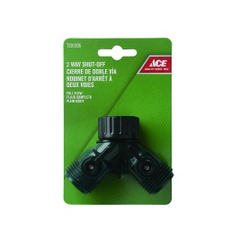 Y Connector Hose Plastic With Dual Adjustable, Shut Off Valves Green And Black Ace.