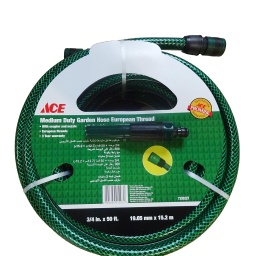 Ace Garden Hose Medium Duty European Thread 3-4In X 50Ft, (19.05Mm X 15.2M)
