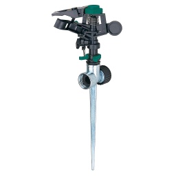 Sprinkler Poly Impulse With Metal Spike, Large Coverage Plastic Handle Black Silver Yellow Ace