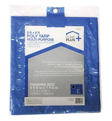 Poly Tarp Light Blue 8Ft X 10Ft (2.44M X 3.05M) 3.5Ml 82G Home Plus.
