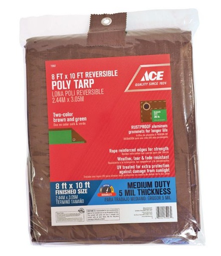 Poly Tarp Brown-Green 8Ft X 10Ft, (2.44M X 3.05M) 4.5Ml 98G Ace.