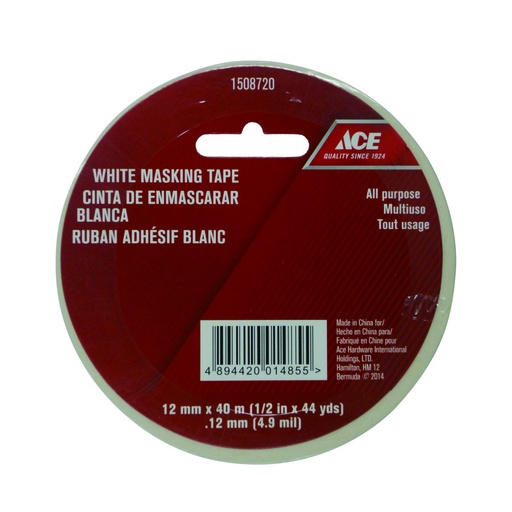 Masking Tape 12Mm X 40M X .12Mm (1-2In X 44Yds X 4.9Mil) Ace
