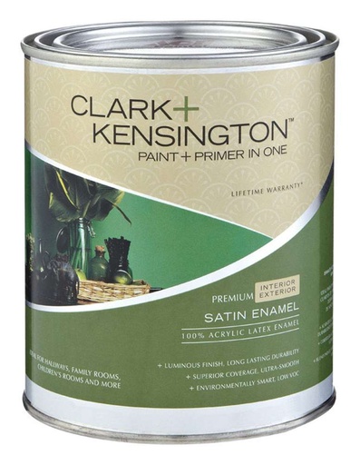 Ace Clark+Kensington, Satin Yellow Acrylic Latex Paint and Primer Indoor and Outdoor 1 qt.